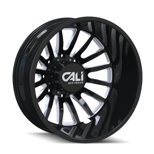 22" Cali Off-Road Summit Rear Dually 22x8.25 Black Milled 8x6.5 Wheel -192mm