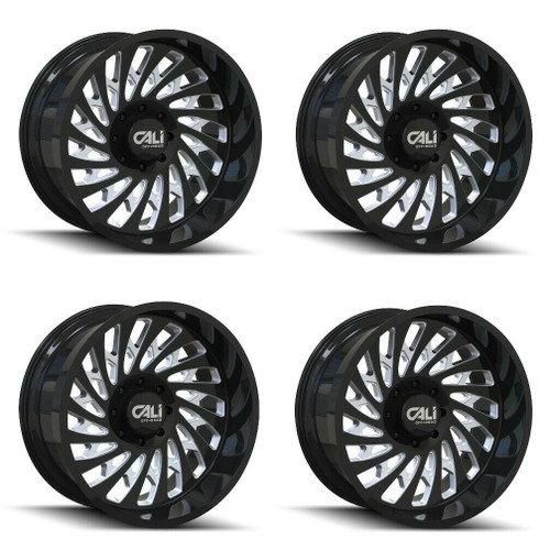 Set 4 20" Cali Off-Road Switchback 20x12 Gloss Black Milled 5x5 Wheels -51mm Set 4 20" Cali Off-Road Switchback 20x12 Gloss Black Milled 5x5 Wheels -51mm