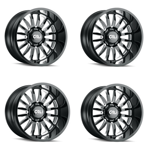 Set 4 26" Cali Off-Road Suit 26x14 Gloss Black Milled Spokes 6x135 Wheels -76mm Set 4 26" Cali Off-Road Suit 26x14 Gloss Black Milled Spokes 6x135 Wheels -76mm