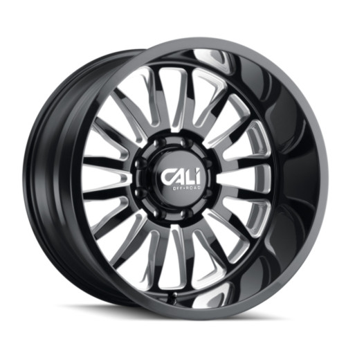 24" Cali Off-Road Summit 24x14 Gloss Black Milled Spokes 8x180 Wheel -76mm Rim