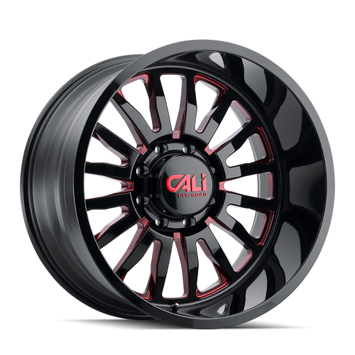 24" Cali Off-Road Summit 24x14 Black W Prism Red 8x170 Wheel -76mm Lifted Rim