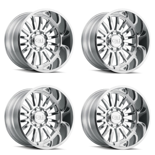 Set 4 20" Cali Off-Road Summit 20x10 Polished Milled Spokes 8x180 Wheels -25mm