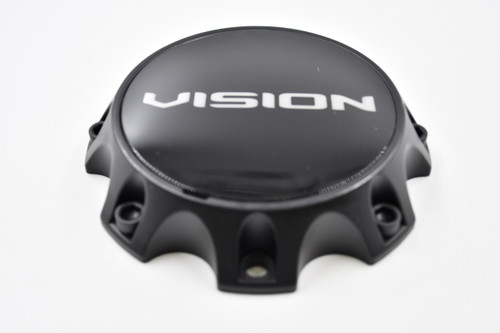 Vision Wheels Satin Black w/ Gloss Black & Chrome Logo Wheel Center Cap Hub Cap C408SB-1EC-V(NEW) 6.25" 8 Lug