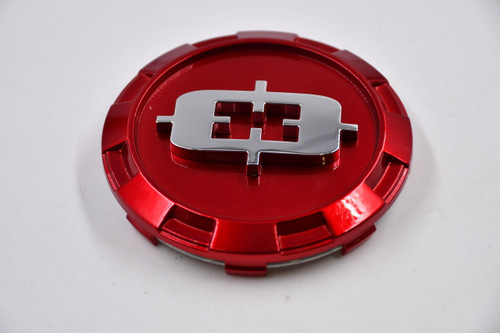 Vision Wheels C402RT-6V 3.75" Gloss Red w/ Chrome Emblem Wheel Center Cap Hub Cap Snap-in