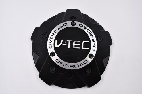 V-TEC Off Road Matte Black w/ Machined & Black Ornament Wheel Center Cap Hub Cap C394-8-CAP-2 9.125"