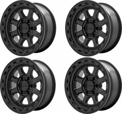 Set 4 20" KMC KM548 Chase 20x9 6x5.5 0mm Wheels Satin Black Gloss Black Lip Rims