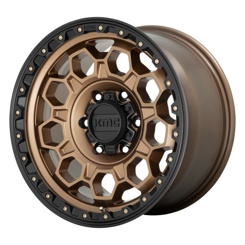 Set 4 KMC KM545 Trek 17x9 6x5.5 Matte Bronze With Black Lip Wheels 17" 0mm Rims