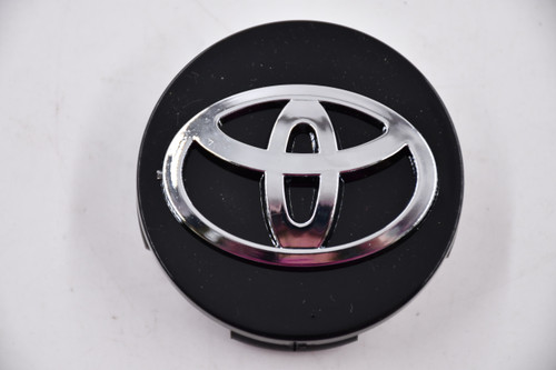 Toyota Gloss Black w/ Chrome Logo Wheel Center Cap Hub Cap TOYBLK 2.5" Snap in