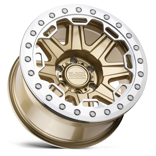 Black Rhino Rift Beadlock 17x8.5 5x4.5 Matte Gold Machined Ring Wheel 17" -38mm