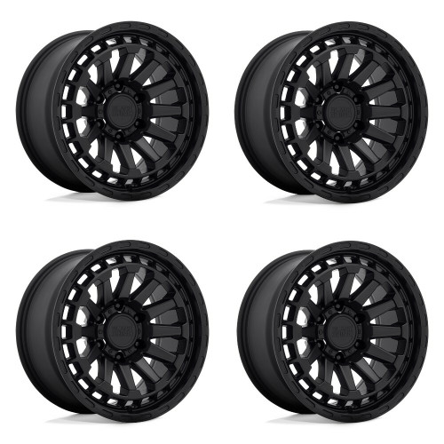 Set 4 Black Rhino Raid 17x8.5 6x5.5 Matte Black Wheels 17" 0mm For Nissan Rims