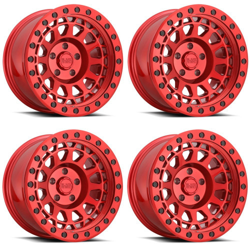 Set 4 Black Rhino PRimsm 17x9 5x5 Candy Red W/ Black Bolts Wheels 17" 0mm Rims