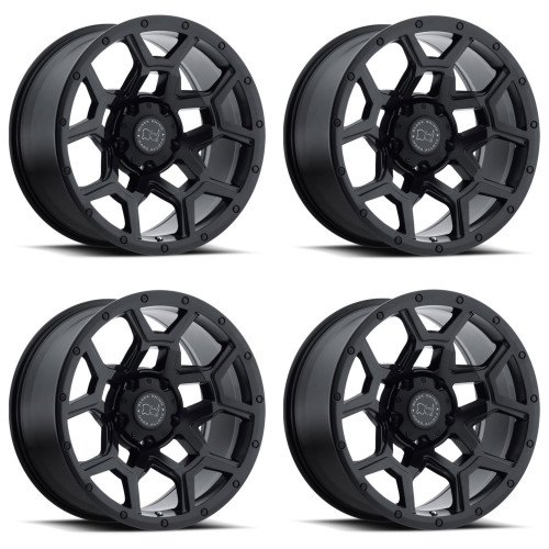 Set 4 Black Rhino Overland 17x9.5 6x5.5 Matte Black Wheels 17" 6mm For Nissan