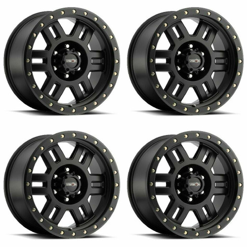 Set 4 17" Vision Off-Road 398BL Manx Beadlock Black Wheels 17x8.5  Rims -15mm