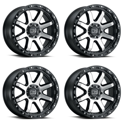 Set 4 Black Rhino Coyote 18x9 5x5 Black Machine Stainless Bolts Wheels 18" -18mm