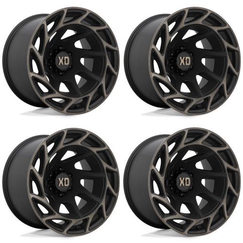 Set 4 XD XD860 Onslaught 20x10 6x135 Satin Black With Bronze Tint Wheels 20"