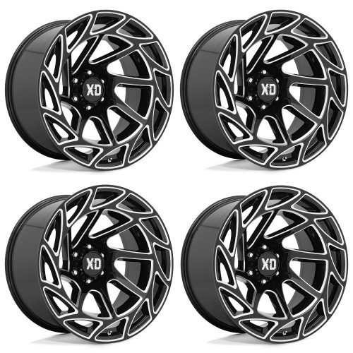 Set 4 XD XD860 Onslaught 20x10 6x135 Gloss Black Milled Wheels 20" -18mm Rims