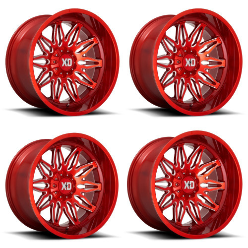 Set 4 XD XD859 Gunner 22x12 6x135 6x5.5 Candy Red Milled Wheels 22" -44mm Rims