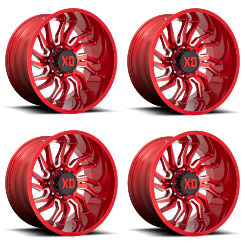 Set 4 XD XD858 Tension 22x10 8x170 Candy Red Milled Wheels 22" -18mm Rims