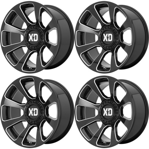 Set 4 XD XD854 Reactor 20x10 5x5.5 5x150 Gloss Black Milled Wheels 20" -18mm