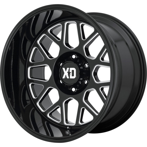 XD XD849 Grenade 2 22x12 8x6.5 Gloss Black Milled Wheel 22" -44mm Rim