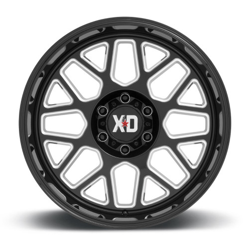 XD XD849 Grenade 2 22x12 8x6.5 Gloss Black Milled Wheel 22" -44mm Rim