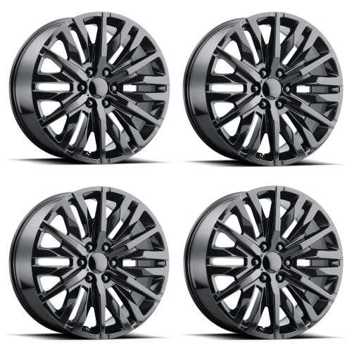 Set 4 Performance Replicas PR198 24x10 6x5.5 Gloss Black Wheels 24" 31mm Rims