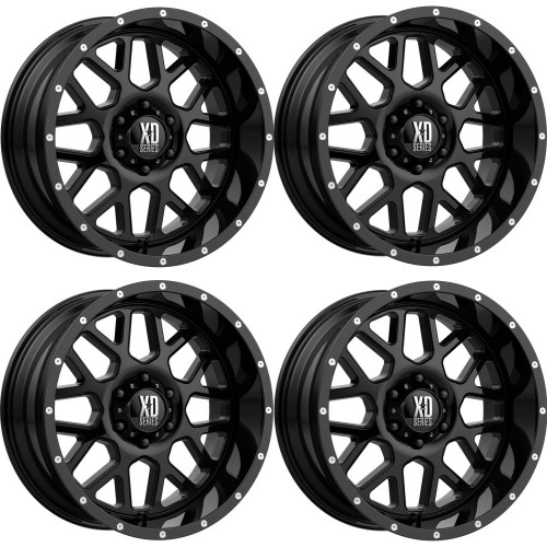 Set 4 20" XD XD820 Grenade 20x10 Gloss Black 5x5 Wheels -24mm Rims For Jeep