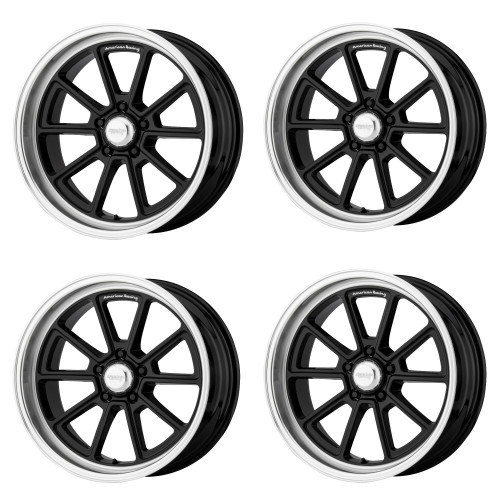 Set 4 American Racing Vintage VN510 Draft 18x8 5x4.75 Black Diamond Rims 18" 0mm