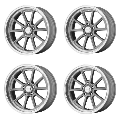 Set 4 18" American Racing VN510 Draft 18x10 5x4.75 0mm Vintage Silver Wheels