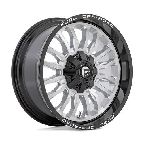 22" Fuel D798 Arc 22x12 5x4.5 5x5 Silver Brushed Milled Black Lip Wheel -44mm