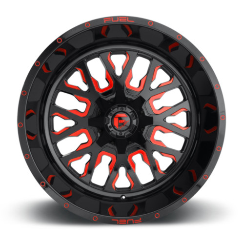 22" Fuel D612 Stroke 22x10 6x135 6x5.5 10mm Gloss Black Red Tinted Clear Wheel
