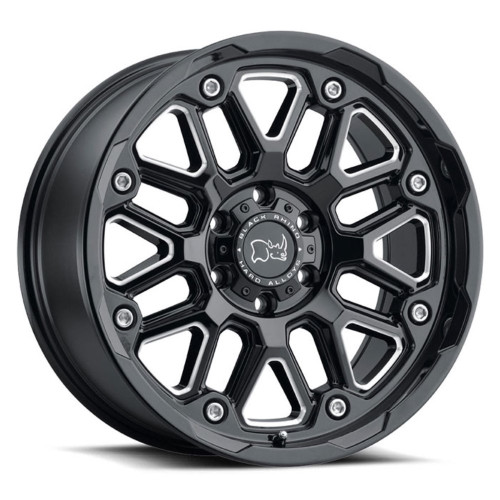 17" Black Rhino Hollister Gloss Black w/ Milled Spokes 17x9.5 6x5.5 Wheel -18mm