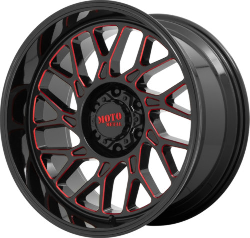 Moto Metal MO805 22x10 5x5.0 Gloss Black Milled Red Tint Wheel 22" -18mm Rim