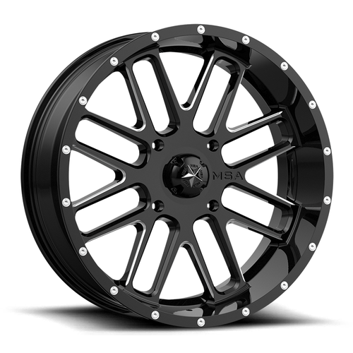 MSA Offroad Wheels M35 Bandit 20x7 4x156 Gloss Black Milled Wheel 20" 0mm Rim