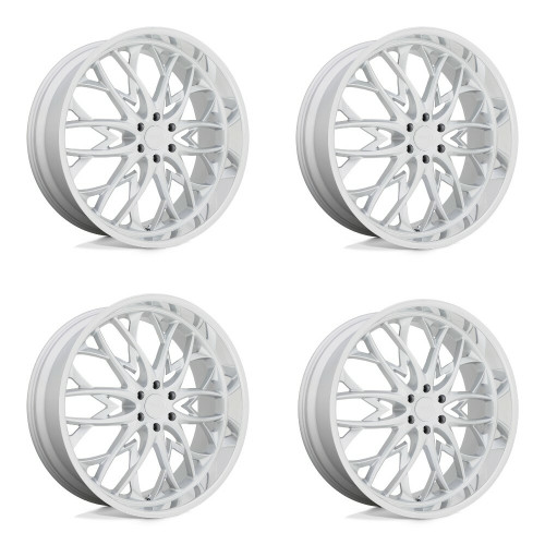 Set 4 DUB S264 OG 26x10 6x5.5 Silver With Diamond Cut Lip Wheels 26" 25mm Rims