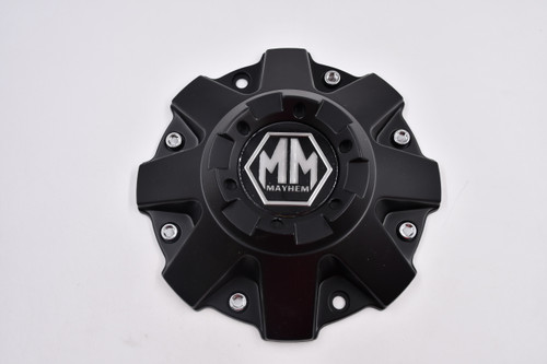 Mayhem Matte Black w/ Black & Chrome Logo Wheel Center Cap Hub Cap C108010MB01 8.375" 8030 CHAOS RIMS