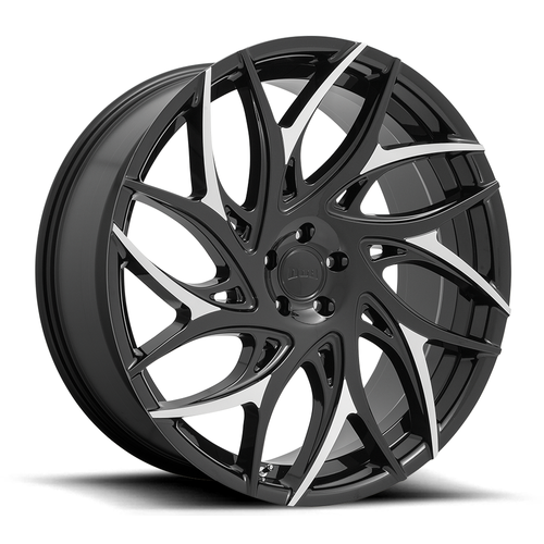 Set 4 24" DUB S259 G.O.A.T. 24x10 5x115 15mm Gloss Black Machined Spokes Wheels