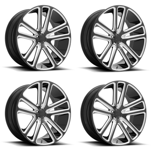 Set 4 DUB S255 Flex 26x10 5x5 Gloss Black Milled Wheels 26" 10mm For Chevy GMC