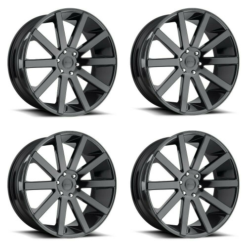 Set 4 DUB S219 Shot Calla 22x9.5 6x5.5 Gloss Black Wheels 22" 20mm Truck Rims