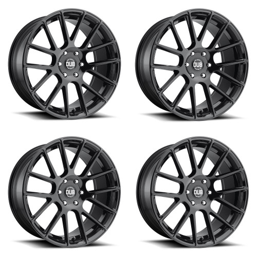 Set 4 DUB S205 Luxe 24x9.5 6x5.5 Gloss Black Wheels 24" 30mm For Jeep Ram GMC