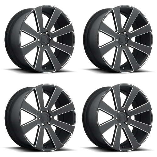 Set 4 DUB S187 8-Ball 24x10 6x135 Matte Black Milled Wheels 24" 30mm Rims