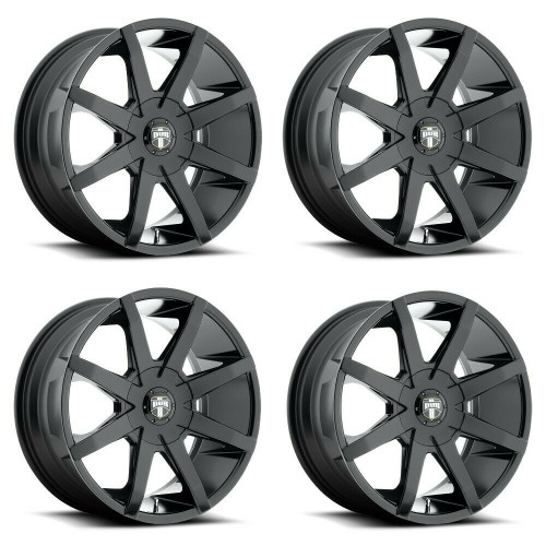 Set 4 DUB S110 Push 20x8.5 5x4.25 5x4.5 Gloss Black Wheels 20" 45mm Rims