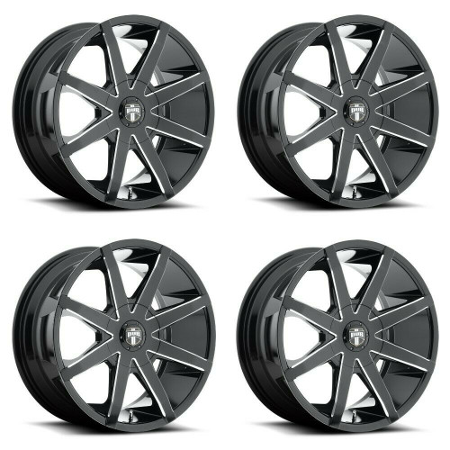 Set 4 DUB S109 Push 20x8.5 5x4.5 5x120 Gloss Black Milled Wheels 20" 35mm