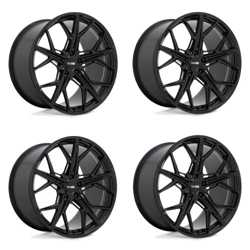 Set 4 21" Cray Hammerhead 21x12 5x120 Gloss Black Wheels 52mm For Corvette Rims