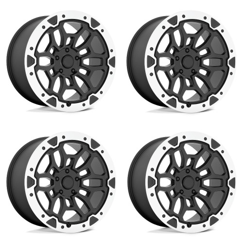 Set 4 Performance Replicas PR215 22x10 6x5.5 Black Machined Wheels 22" 19mm