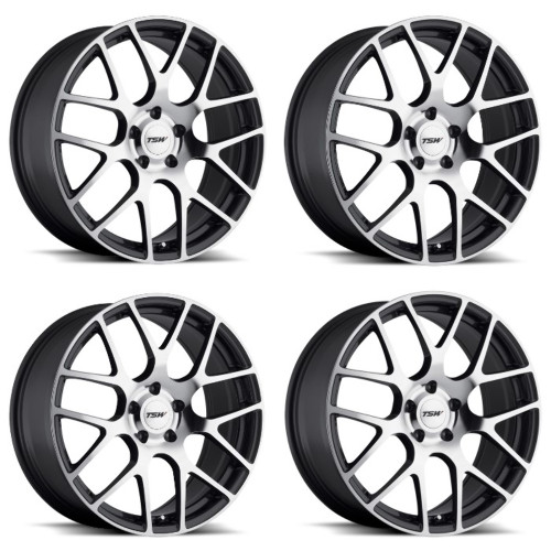 Set 4 TSW Nurburgring 21x9 5x120 Gunmetal W/ Mirror Cut Face Wheels 21" 25mm