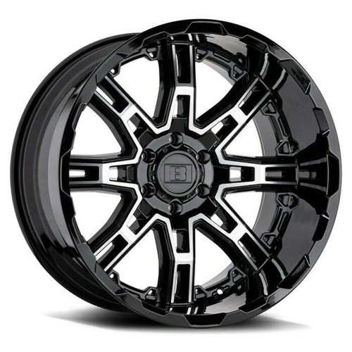 Level 8 Slingshot 22x11.5 6x5.5 Gloss Black W/ Machined Face Wheel 22" -44mm Rim