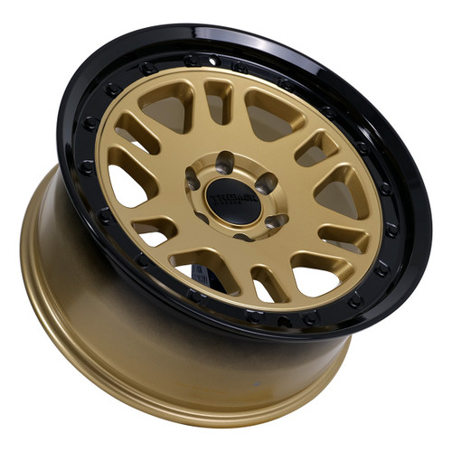 17" Tremor 105 Shaker Gloss Gold Gloss Black Lip Wheel 17x8.5 5x5 0mm For Jeep