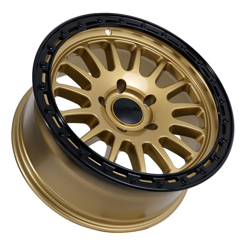 17" Tremor 104 Aftershock Gloss Gold Gloss Black Lip Wheel 17x8.5 5x150 0mm Rim