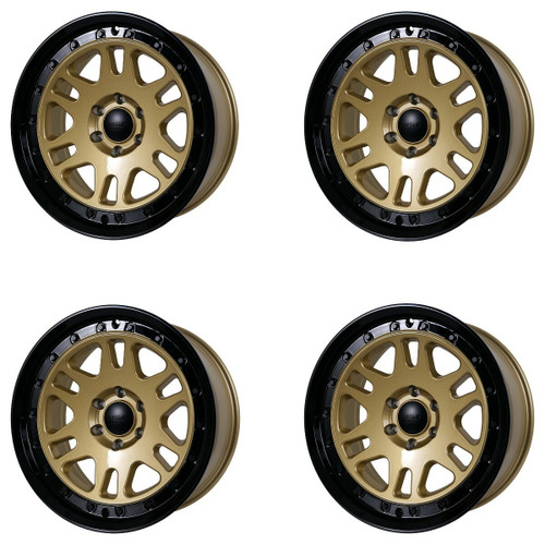 Set of 4 Tremor 105 Shaker17x8.5 6x5.5 0mm Gold Gloss Black Lip Offroad Wheels